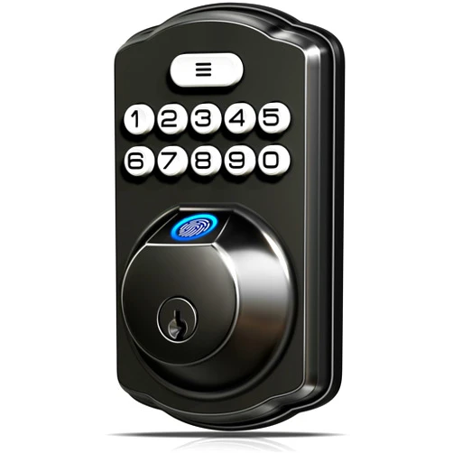 Veise KS02A Fingerprint Keyless Entry Door Lock, Auto Lock, Electronic Keypad Deadbolt for Front Door, Biometric, Anti-Peeping Password, Easy Install, Matte Black