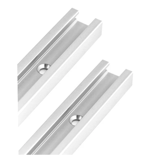 QWORK Aluminum T Track, 2 Pack 12 Inch Universal Double Cut Profile T Track, with Predrilled Mounting Holes and Screws, Woodworking and Fixtures, for Drill Press Table, Router Table