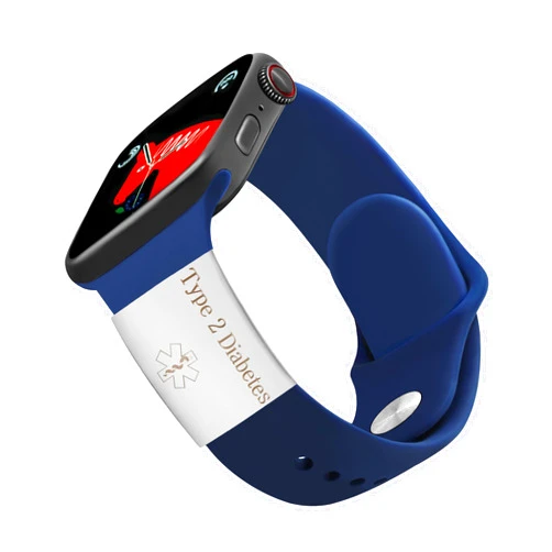 Uloveido Stainless Steel Type 2 Diabetes Medical Alert Tag for Men Women for Sport Smartwatch Watch Band Y4313 White