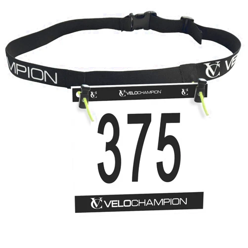 Velochampion Triathlon Running Belt: Elastic, Comfortable and Clip-Fastened. Adjustable Waist Belt for Marathons and Racing