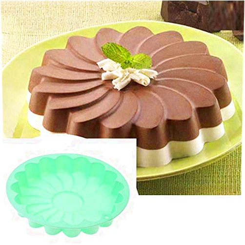 EORTA Silicone Large Cake Mold 23 CM/9 Inch Flower Shaped Round Nonstick Baking Pan Brownie/Cheesecake/Tart/Pie/Flan/Bread Baking Tray by EORTA for Birthday, Anniversary, Party, Random Color