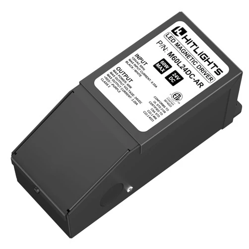 HitLights Dimmable LED Driver Transformer 24V 60W, Magnetic Power Supply 120VAC to 24VDC, Compatible with Lutron and Leviton Dimmers, for LED Strip Lights, Kitchen, Cabinet, Class 2, ETL Listed