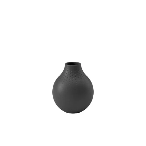 Villeroy & Boch Collier Noir Small Vase : Perle, 4.25 in, Premium Porcelain, Black