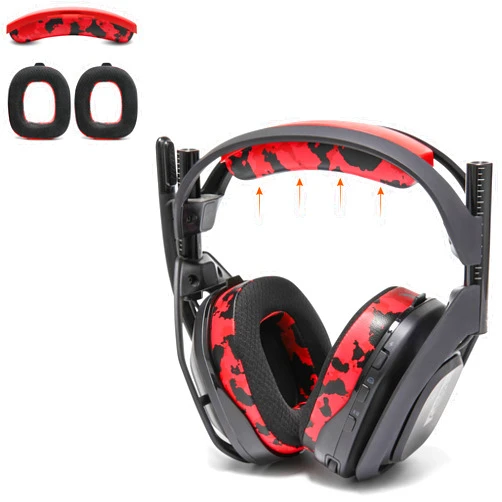 WC A50 Mod Kit - Heabdand & Cooling Gel Earpads Bundle for Astro A50 Made by Wicked Cushions, Compatible with A50 Gen 4, Gen 5 & A50X | Red Camo