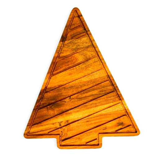Affinity Decor Organic Acacia kitchen Cutting Chopping Charcuterie Board Platter for Butcher Block Cheese and Vegetables (Slicey Christmas Tree Board 12.5