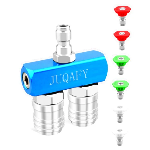 JUQAFY Pressure Washer Tips 2-in-1Power Washer Nozzle Tip, Dual Pressure Washer Nozzle with 6PCS Pressure Washer Spray Nozzles, 1/4 Inch Quick Connect, Upgraded Self-Locking Function 5000 PSI