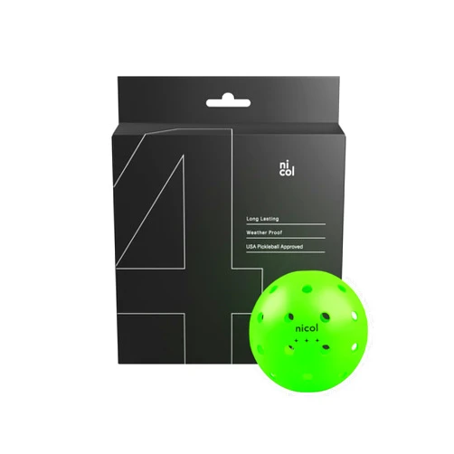 Nicol Pickleball Nicol 3-Star Pickleball Balls - Long Lasting Weatherproof Outdoor Pickleball Balls - Tournament and Competition Pickleball Balls - Set of 4 High Visibility and Regulation Quiet Pickleball Balls