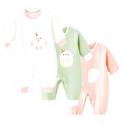Chamie Newborn Baby Boy Girl Organic Cotton Bodysuit Long Sleeve Jumpsuit 3-Pack Outfits Clothes,0-24Months
