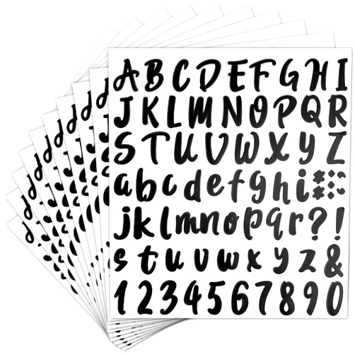 Mckanti 720 Pieces 10 Sheets Self Adhesive Vinyl Letter Numbers Stickers Black Waterproof Mailbox Numbers Sticker Letters for Mailbox, Signs, Window, Door, Cars, Trucks, Home, Business, Address Number