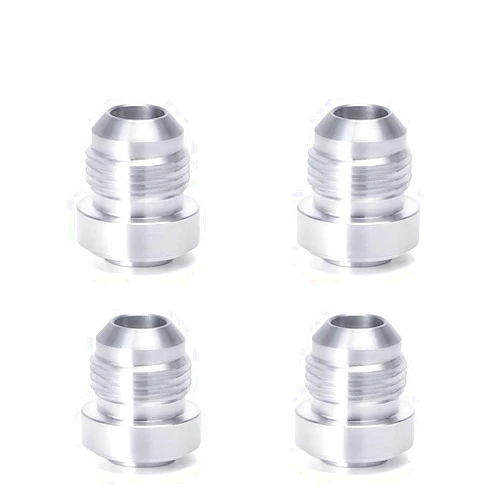 PQY 6AN/8AN/10AN Male Weld On Fitting Bung Hose Adapter Fuel Oil Aluminum Pack of 4 (AN8)