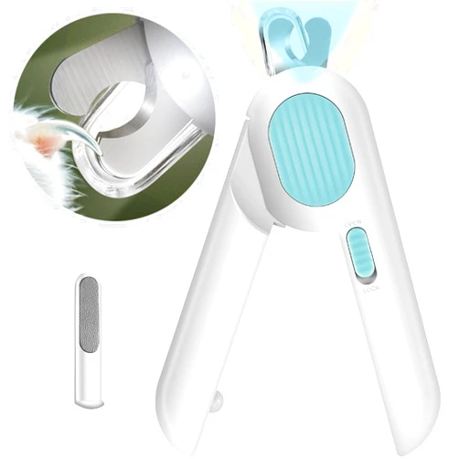 Odoland Cat Nail Clipper with LED Light and Nail File, Dog Claw Trimmer with Bright Light to Avoid Excessive Cutting - Pet Grooming Tool for Tiny Dog Cat Kitten Bunny Rabbit Blue