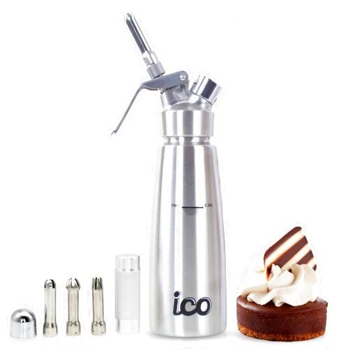 Impeccable Culinary Objects (ICO) ICO 0.5 L (1 Pint) Professional Stainless Steel Whipped Cream Dispenser for Homemade Whipping Cream, Whipped Cream Dispenser for Desserts, Dips, Sauces, and Infused Oils & Liquors