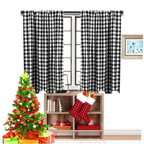 LGHSPOM Buffalo Check Curtains Buffalo Plaid Curtains Blackout Curtains Farmhouse Country Curtains for Living Room, 36x36inch, 2 Pack (Black White)