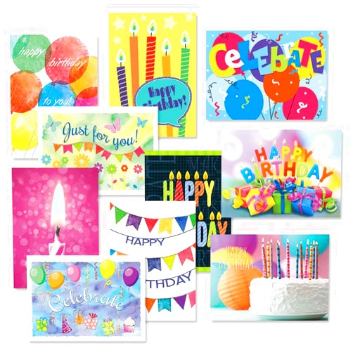 Current Graphic Birthday Greeting Cards Value Pack – Set of 20 (10 Designs), Large 5 x 7 inches, Envelopes Included