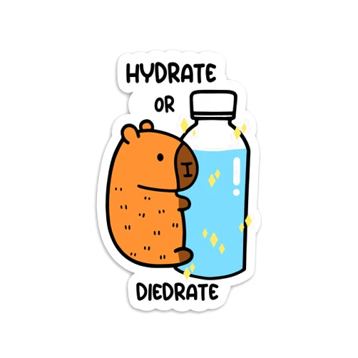 STICKYAME (3pcs) Hydrate or Diedrate Capybara Hugging Water Bottle Stickers, Capybara Sticker, Drink Water Cute Reminder Stickers, Water Assitant Die-Cut Vinyl Decals for Laptop Phone Water Bottles,