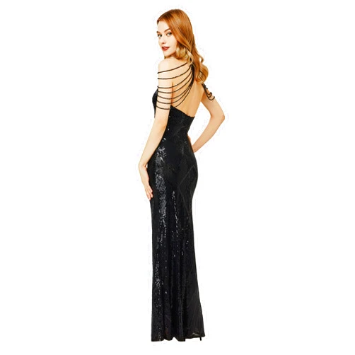 BABEYOND Women's Sequin Prom Dress - Halter Neck Maxi Dress Gowns and Evening Dresses for Party Wedding Guest