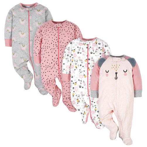 Gerber Baby Girls' 4 Pack Sleep 'N Play Footie