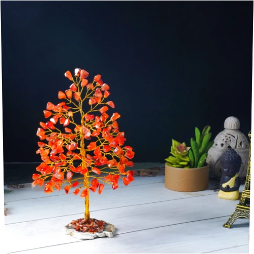 BEZAVO Carnelian Crystal Tree of Life – Birthday Gifts for Women, Mom, Housewarming & Spiritual Gift Handmade, Valentine’s Day Gift – Bonsai Tree for Positive Energy, Home & Office Décor