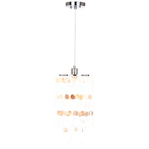SAFAVIEH Lighting Collection Modern Capiz Sea Shell Boho Coastal Cream 9-inch Diameter 1-light Adjustable Hanging Pendant Light Fixture (LED Bulb Included)