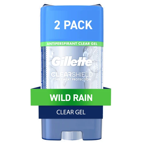 Gillette Antiperspirant and Deodorant for Men, Clear Gel, Wild Rain Scent, 3.8 oz (Pack of 2)