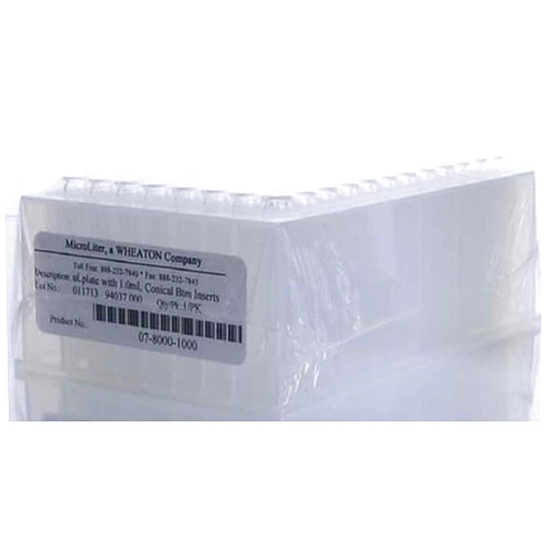 MicroLiter 07-2070B-250 µL-Plates Sampling System Convenience Kit with Blue Cap PTFE/Silicone Septa, Round Inserts Installed, Clear, 350µL