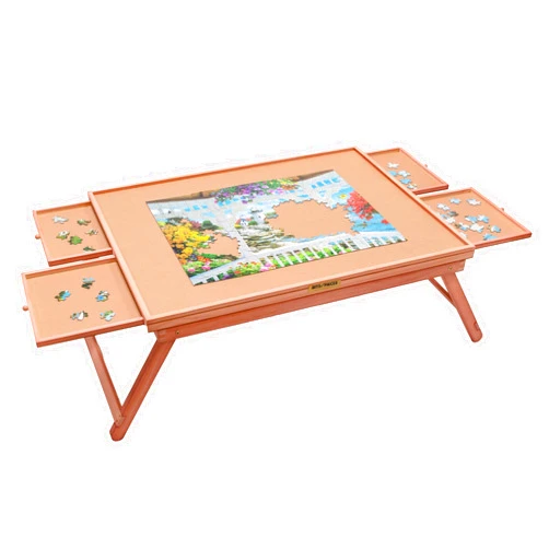Bits and Pieces - Jumbo Puzzle Plateau Lounger with Cover, Legs, and Storage Drawers - 1500 pc Puzzle Accessories - Portable Puzzle Table - 25½”x 34½”