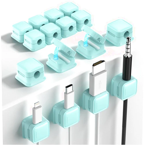 Costop 16 Pack Magnetic Cord Organizer, Easy Secure Adhesive Cable Management, Wire Holder Keeper Organizer Management, Hide/Organize Phone USB Charger Cable for Home,Office,Car,Desk,Nightstand-Blue