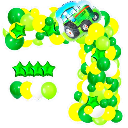 CEUQIESO Dark Green Yellow White Balloon Garland Kit - 117PCS Lime Green Yellow White Balloons Tractor Birthday Party fSupplies or Girls Boys Farmyard Tractor Birthday Graduation Party Decorations