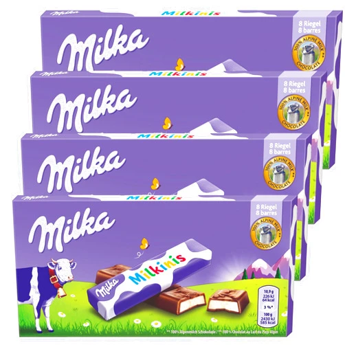 Milka Milkinis Chocolate Bars, 87.5g/3.09oz (Pack of 4)