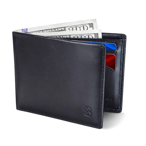 SERMAN BRANDS Mens Slim Bifold Wallet RFID Blocking Minimalist Front Pocket Wallets for Men - Thin & Stylish