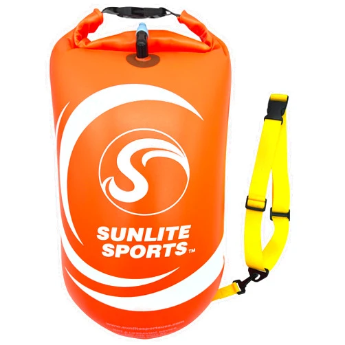 Sunlite Sports Swim Buoy Premium Quality, Highly Visible Waterproof Safety Marine Float Training for Open Water Swimming, for Swimmers, Triatheletes, Kayakers, Snorkelers, Throwable Flotation Device for Adults
