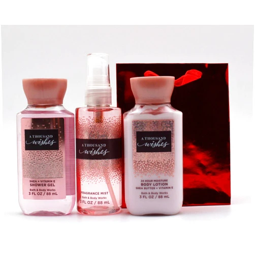 Bath & Body Works A Thousand Wishes – 2019 - Shower Gel - Fine Fragrance Mist & Body Lotion - Travel Size Set w/Gift Bag