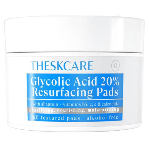 THESKCARE Glycolic Acid Pads 20% AHA Resurfacing Pads for Face & Body with Vitamins B5, C & E,Calendula, Facial Exfoliating Pads, Acid Peel for Dark Spots, Reduces Fine Lines, 60 Pads