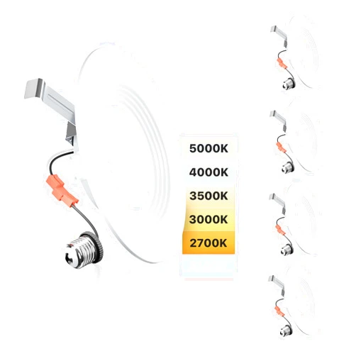 Ensenior 5/6 Inch 5CCT LED Can Lights 4 Pack, Retrofit Led Recessed Lighting, Baffle Trim, Dimmable, 9W=110W, 1000LM, 2700K/3000K/3500K/4000K/5000K Selectable, IC Rated - ETL & FCC