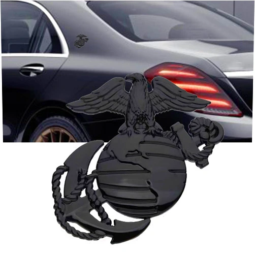 MLAHUIER US Marine Corps Car Stickers, 3D Hawk Globe Military Anchor Badge Sticker Decorative, Universal Zinc Alloy Exterior Decorative Accessories for Car, Truck, Pickup, Motorcycle(Black)