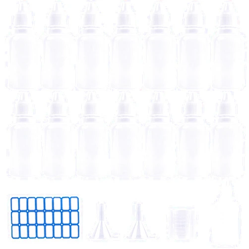 DHAIQC 15 Pcs 30ML Plastic Dropper Bottle, Plastic Empty Squeezable Eye Dropper Bottles Mini Squeeze Eye Liquid Dropper Bottle with Cap (30ml)