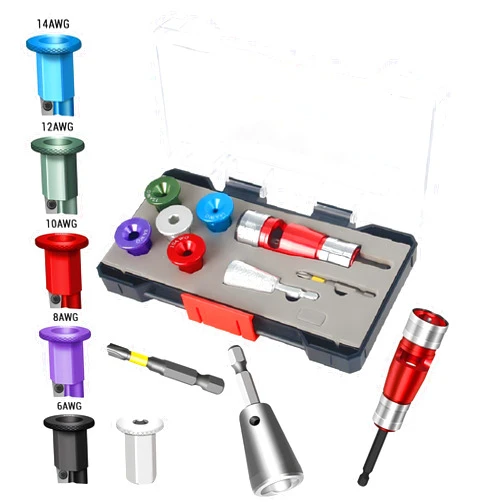 AIFIZO Wire Stripper for Drill,Wire Stripping and Twisting Tool,2024 Electric Wire Stripper Tool Set,Portable Wire Nut Twister for Power Drill,Cable Quick Twister Tool and Connector（8pcs）