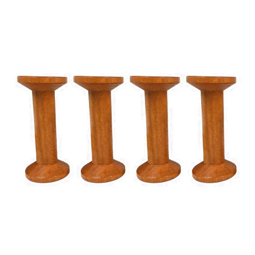 Lasenersm 4 Pieces Wooden Empty Spools Vintage Wooden Spools Retro Wooden Thread Spools Embroidery Thread Spool for Textile Wire Weaving Ribbon DIY Crafts Art, 3.5 x 7.5cm, Dark Brown
