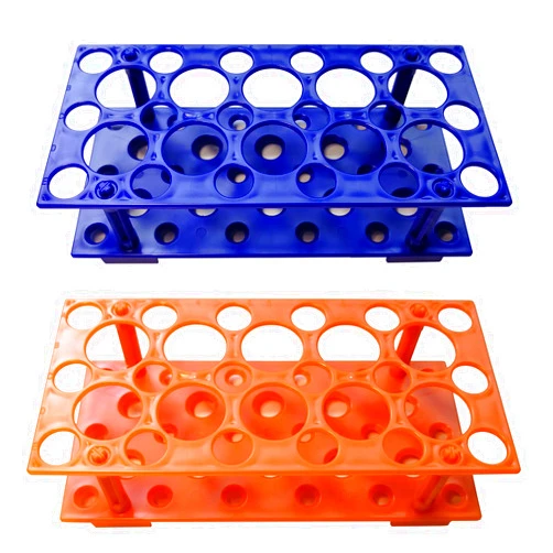 ZTSXLLIM Test Tube Rack, Centrifuge Tube Holder (2 Pack - Blue and Orange) for 10ml, 15ml, 50ml, Detachable Plastic Stand, 28 Well
