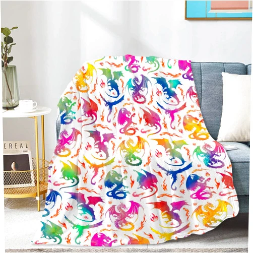 JOCASA Dragon Fire Blanket Gifts Colorful Gradient Pattern Blankets Flannel Lightweight Soft Cozy Blankets Throws Bedding Couch Sofa Bedroom Kids Adults Girls Boys 40