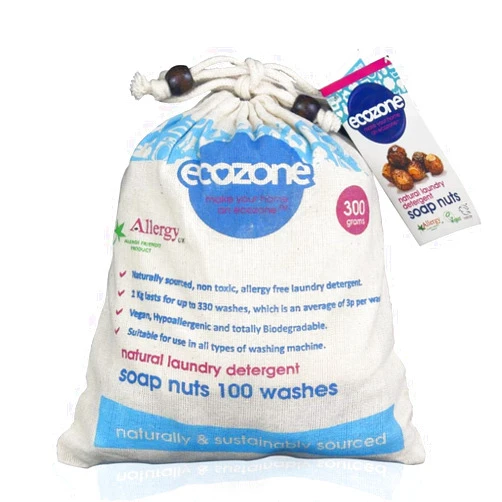 ECOZONE Soap and Indian Wash nuts replaces laundry powder and detergents, 300g bag, 100 washes. by Ecozone