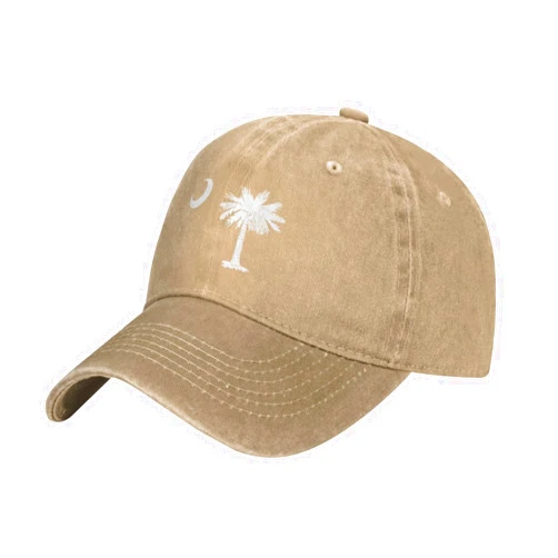 Axxor South Carolina Palmetto Trees Cowpoke Hat Adjustable Classic Vintage Distressed Denim Baseball Cap for Men Women Black