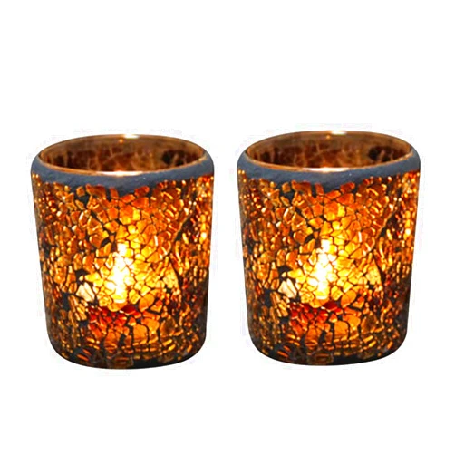 OSALADI 2pcs Mosaic Glass Jars Table Centerpiece Moroccan Decor for Home Glass Tea Light Holder tealight Holder Decors Glass tealight Holder Small Tea Light Holder Wedding Candle