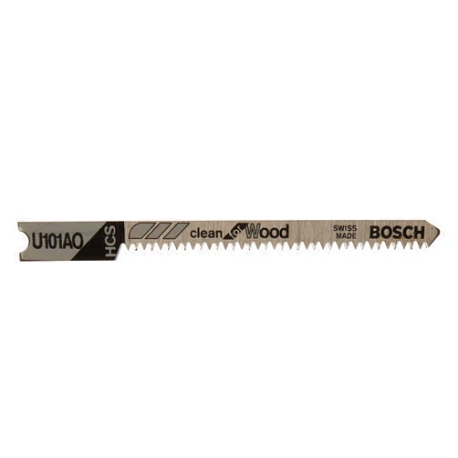 BOSCH U101AO3 5-Piece 3-1/4 In. 20 TPI Clean for Wood U-shank Jig Saw Blades, Black