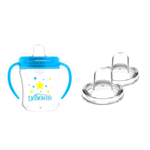 Dr. Brown's Transition Sippy Cup with Soft Spout - Blue - 6oz - 6m+ & Options+ Wide-Neck Baby Bottle Sippy Spout, 2Count