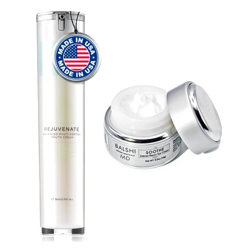 Balshi Derma-Ceuticals MD REJUVENATE Multi-Peptide Cream + Soothe Intense Repair Eye Cream - Reduce Fine Lines, Wrinkles, Dark Circles, Puffiness and Firm Skin Around The Eyes