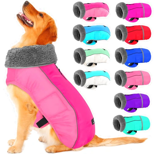 Dogcheer Warm Dog Coat, Waterproof Dog Jacket Christmas Pet Winter Coat with Fleece Lined, Adjustable Reflective Dog Snow Jacket Clothes Fleece Vest for Small Medium Large Dogs - New Pink S