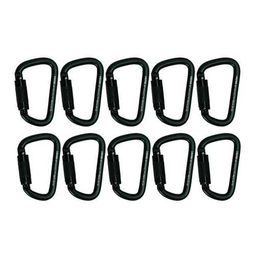 Fusion Climb Auto Locking Carabiner 25KN (10-Pack) - Fusion Climb® Swift - Professional Rock Climbing Carabiner - Heavy Duty Steel Auto Locking Carabiner for Climbing, Rappelling, D Shaped - UIAA ANSI Compliant