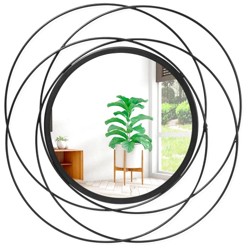 HLFMVWE Wall Mirror Mounted Black Small Round Decorative Mirrors, Circle Metal Art Mirror Home for Bathroom Vanity, Living Room or Bedroom 12” x 12”