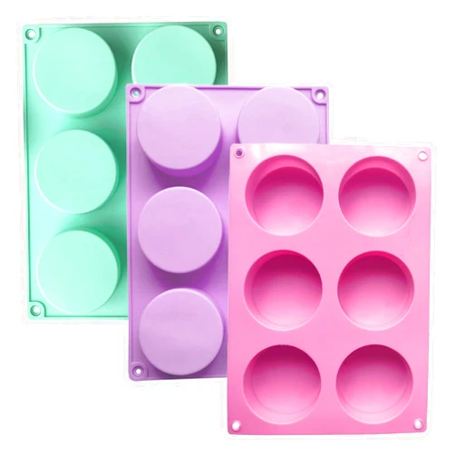 Marosynix 3 Pack Round Chocolate Molds, 6-Cavity Silicone Mini Cake Molds, Cookie Molds for Jelly Baking, Candy, Oreo,Pudding (D, 3Pcs/6-Cavity)